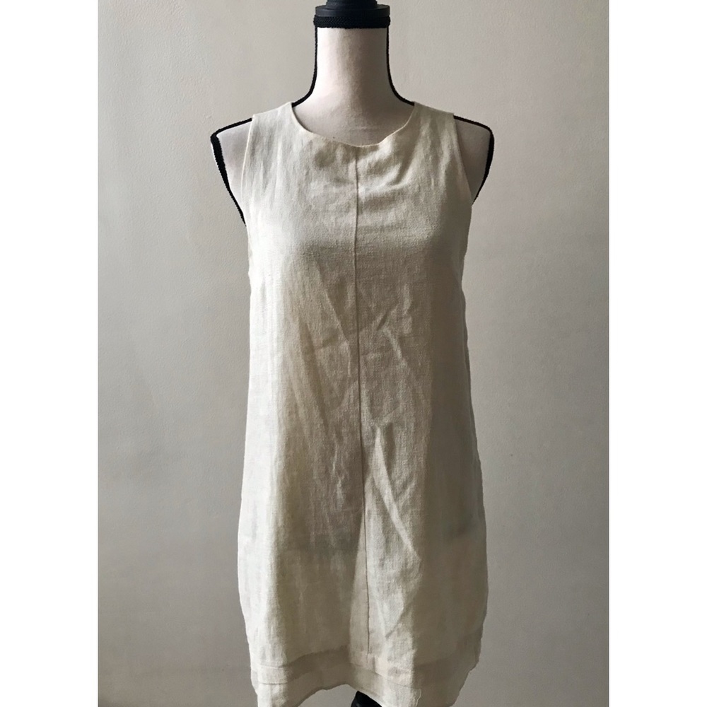 Zara Mini Cotton Cream Sheath Dress XSmall